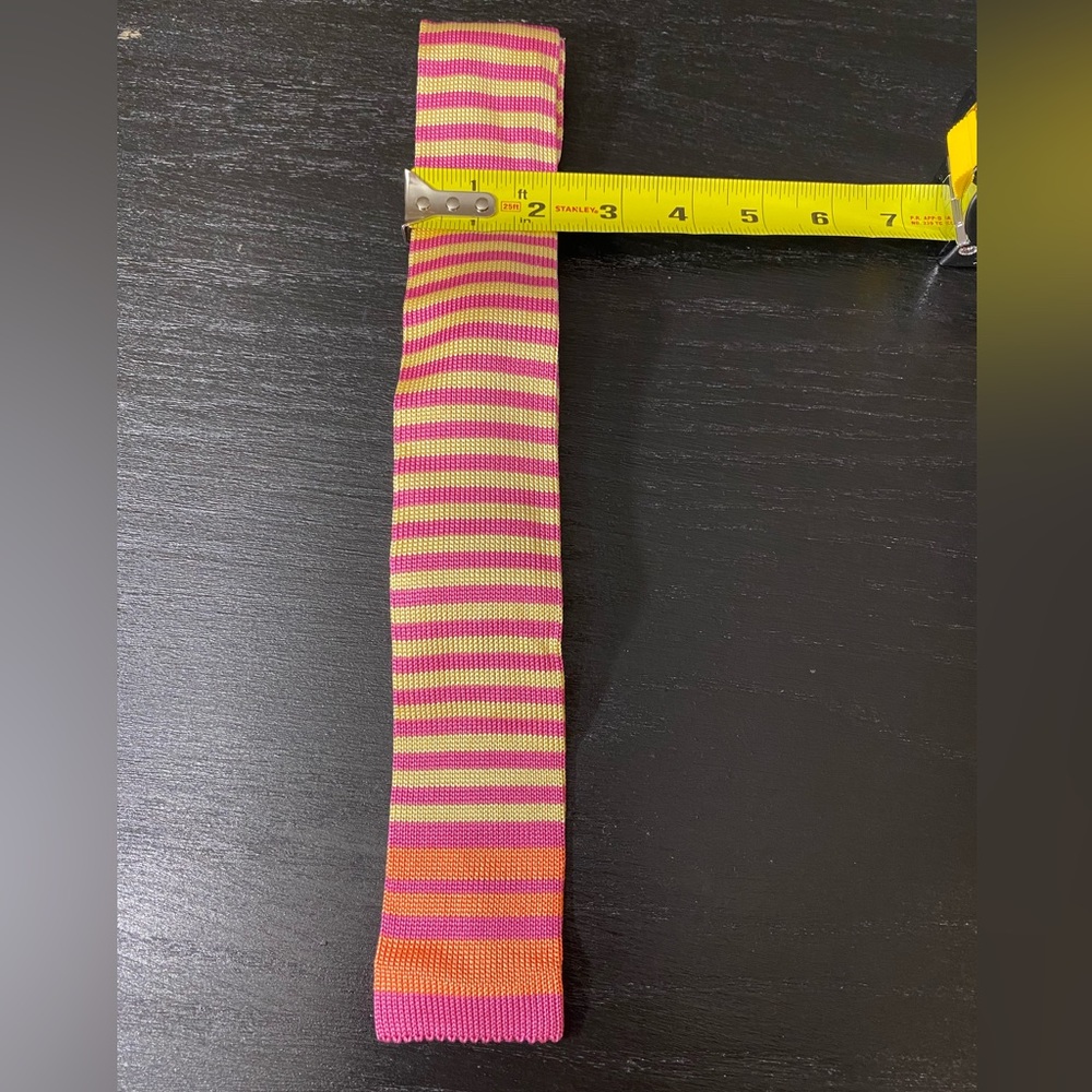 ETRO Silk Skinny Tie Pink and Yellow